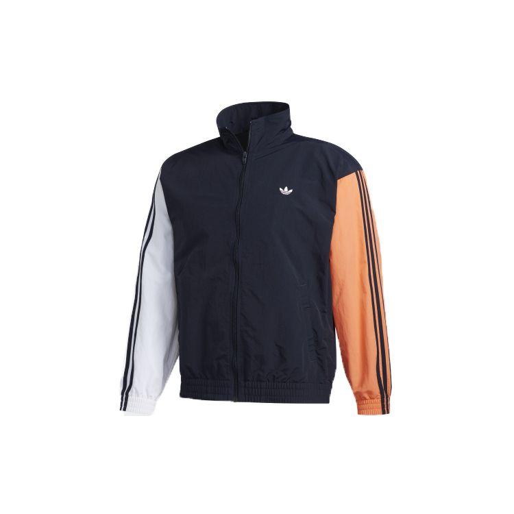 Adidas Оригинальные трилистники, винтажная контрастная нейлоновая спортивная куртка, мужские куртки чернильно-синего цвета, FM1537
