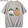 Kawaii Graphic T-Shirts Couple Fruits Couple Dudu Pineapple and Bubu Watermelon Shirt Cute Panda Bear