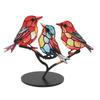 Birds On Branch Ornaments Craft Acrylic Colorful Vivid Flat Animal Statue Decoration for Desktop