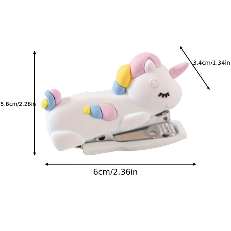 Stylish Mini White Unicorn Stapler, Multifunctional, Suitable For Office And School Supplies, Cute Stationery And Creative Gifts