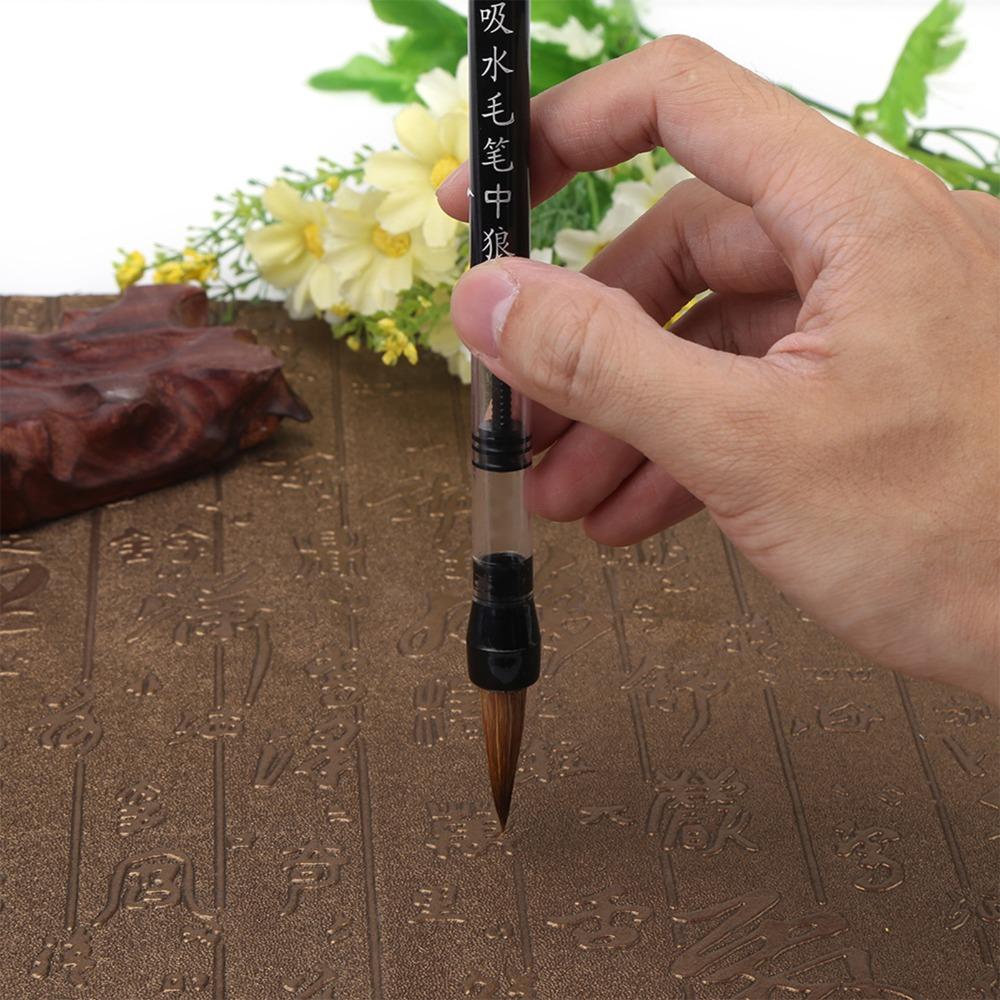 6Pcs Piston Fill Design Water Brush Pen White /Brown Brush Calligraphy Water Pen  Brush Practice
