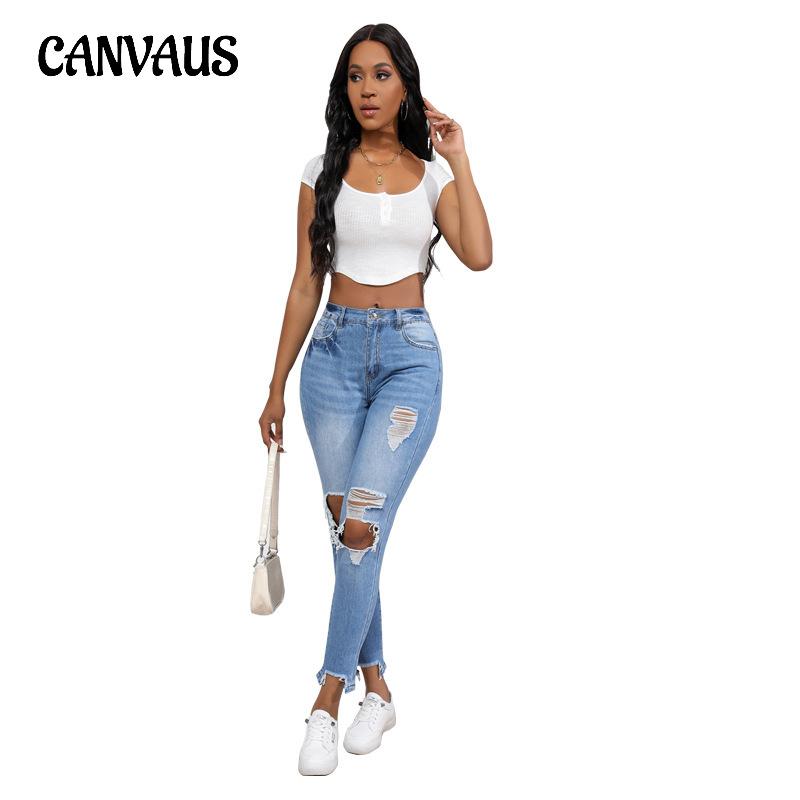 Женские джинсы больших размеров с дырками, утягивающие, с высокой талией, стрейч, винтажные, из денима, брюки до щиколотки