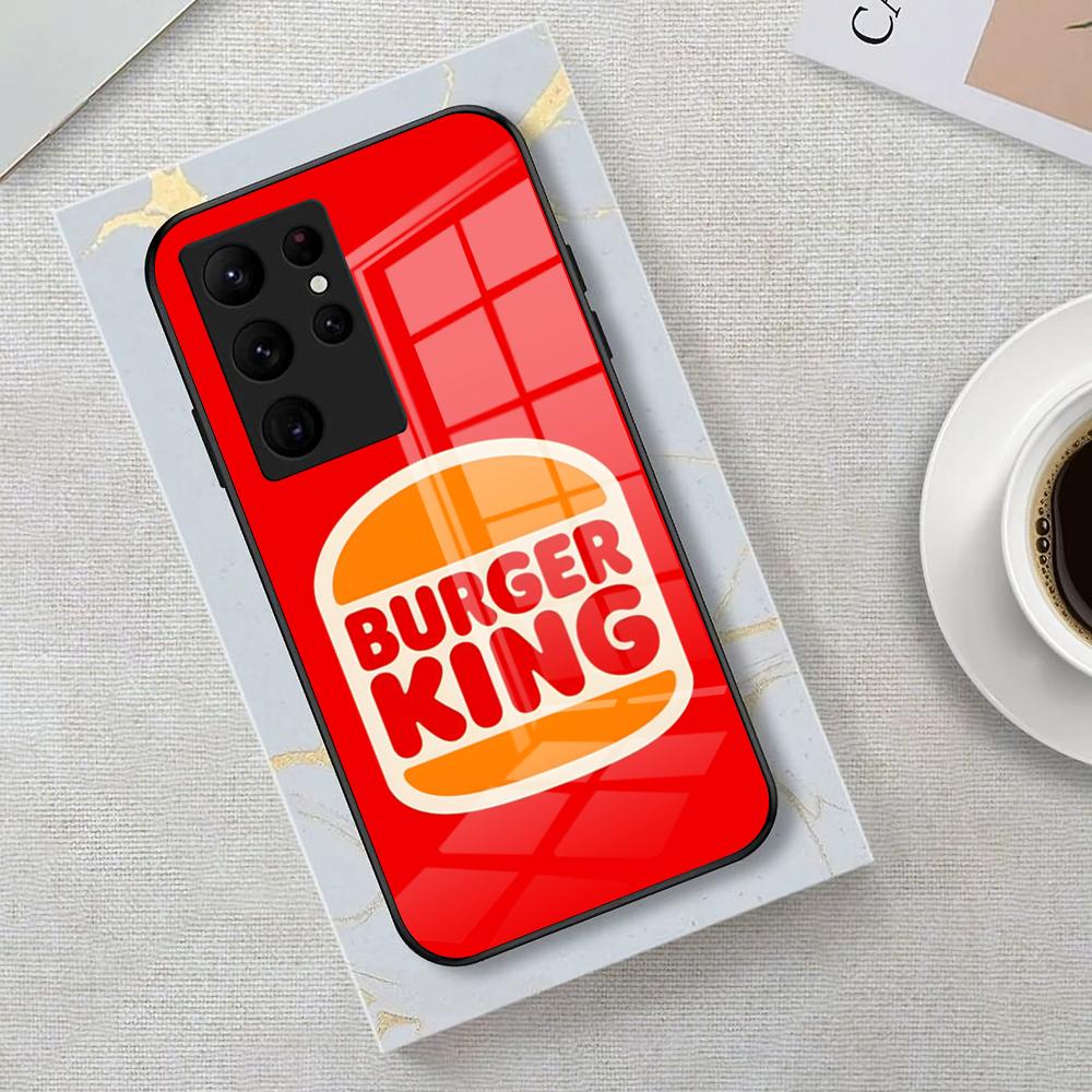Brand Burger King Phone Case For Samsung S26 S25 Edge Ultra 23 22 21 20 Ultra Plus S24 Fe Glass Cover