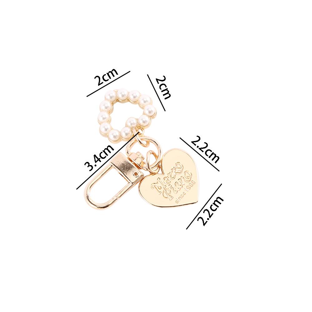 Korean Pearl Shell Conch Gold Color Fashion Bag Charms Heart Key Ring Key Chain Key Accessories