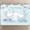 2D Blue Cinnamoroll Happy Birthday Backdrop for Kids & Teens Party
