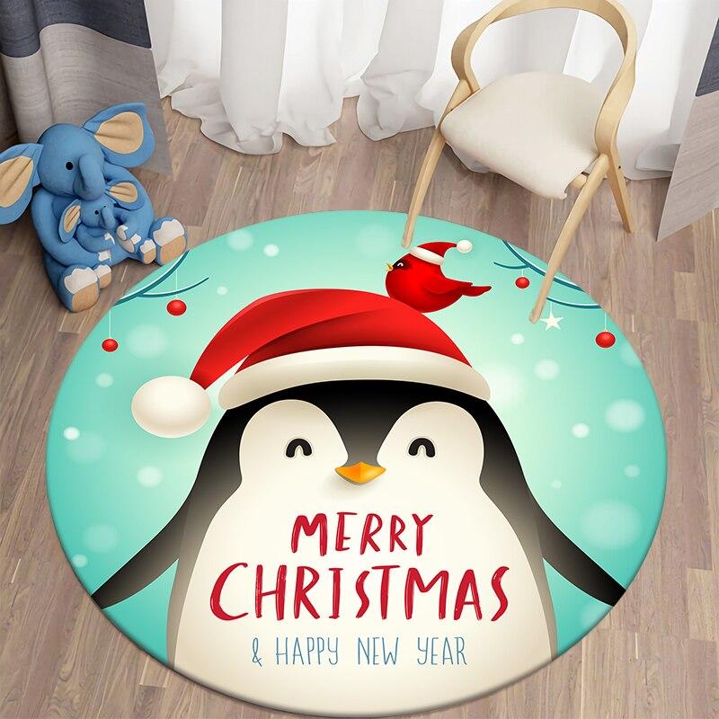 Christmas Round Carpet Santa Claus Area Rugs Kitchen Bedroom Carpet Living Room Children's Rugs Kids Play Mat Christmas Decor