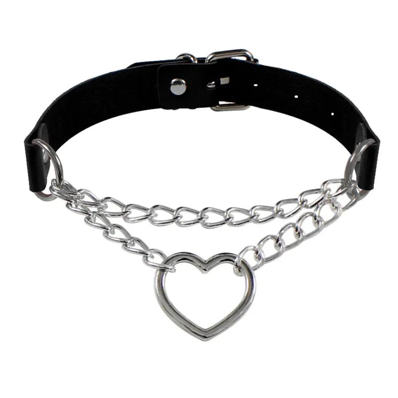 Готические чокеры женские для девушек с заклепками кожаный ожерелье Rock Kpop Punk ошейники черный чокер ожерелье крутой воротник