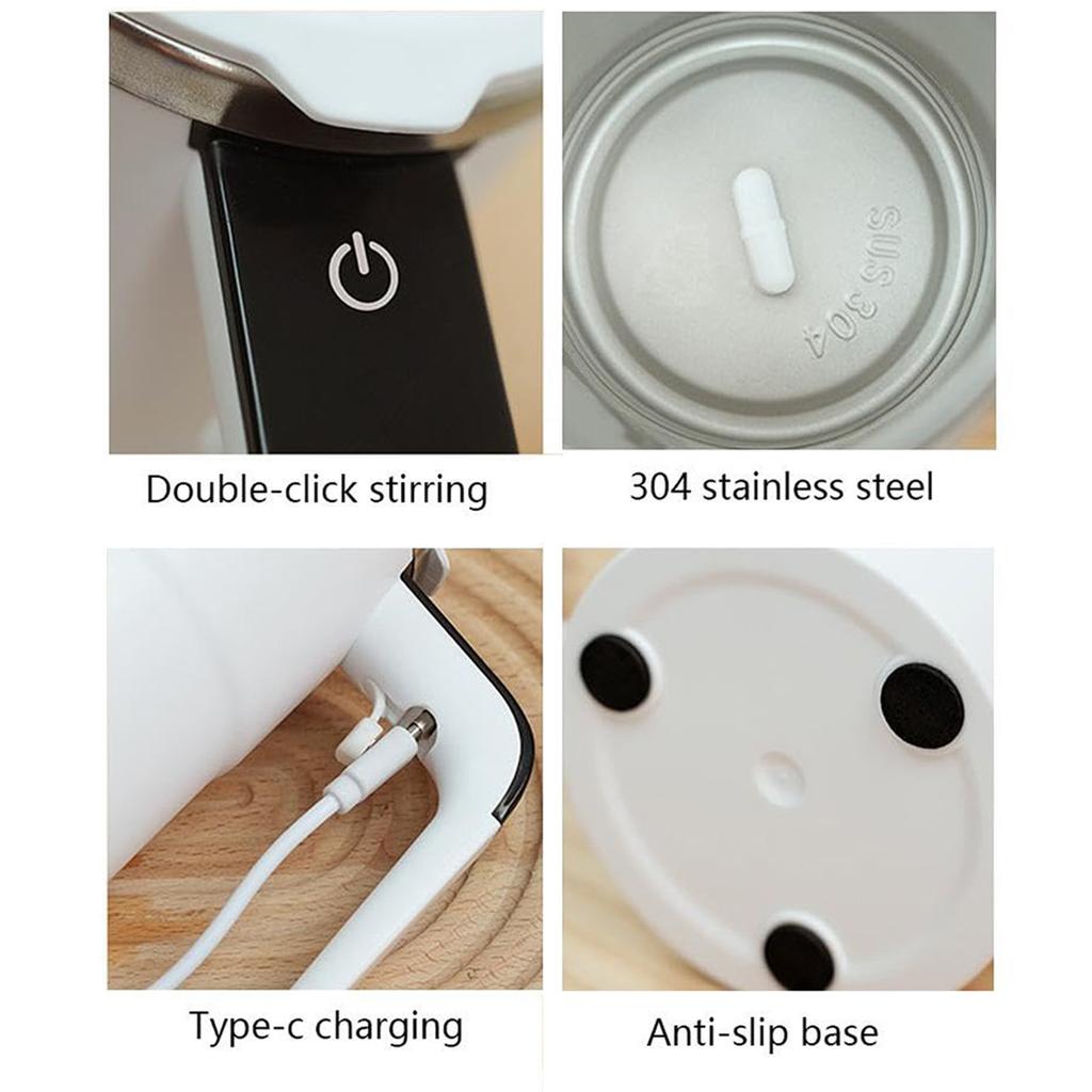 Автоматическая чашка для помешивания кофе с изоляцией из нержавеющей стали, перезаряжаемая через USB, для использования в офисе, дома и в дороге