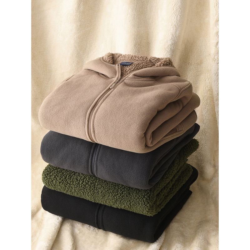 Berber Fleece Outerwear Men's Winter Fleece-lined Thickened Hooded cardigan Double-sided Polar Fleece Hoodie Foreign Trade Men's Clothing Jacket