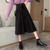 Винтажная женская юбка трапециевидного силуэта с высокой талией, эластичная плиссированная юбка средней длины на шнуровке, весна и осень