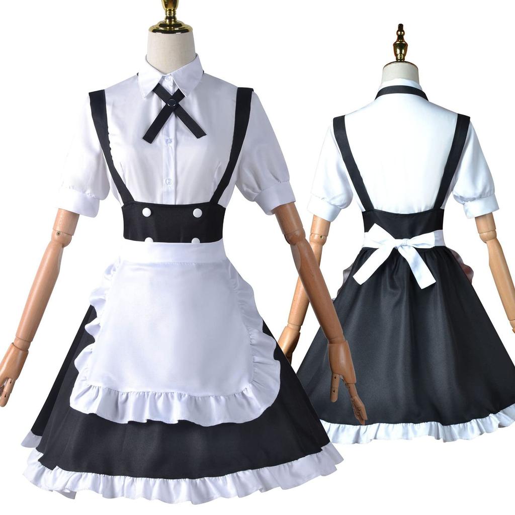 Milky Time Yofukashi No Uta Nanakusa Nazuna Cosplay Halloween Costume, Short Sleeve Maid Dress (L)