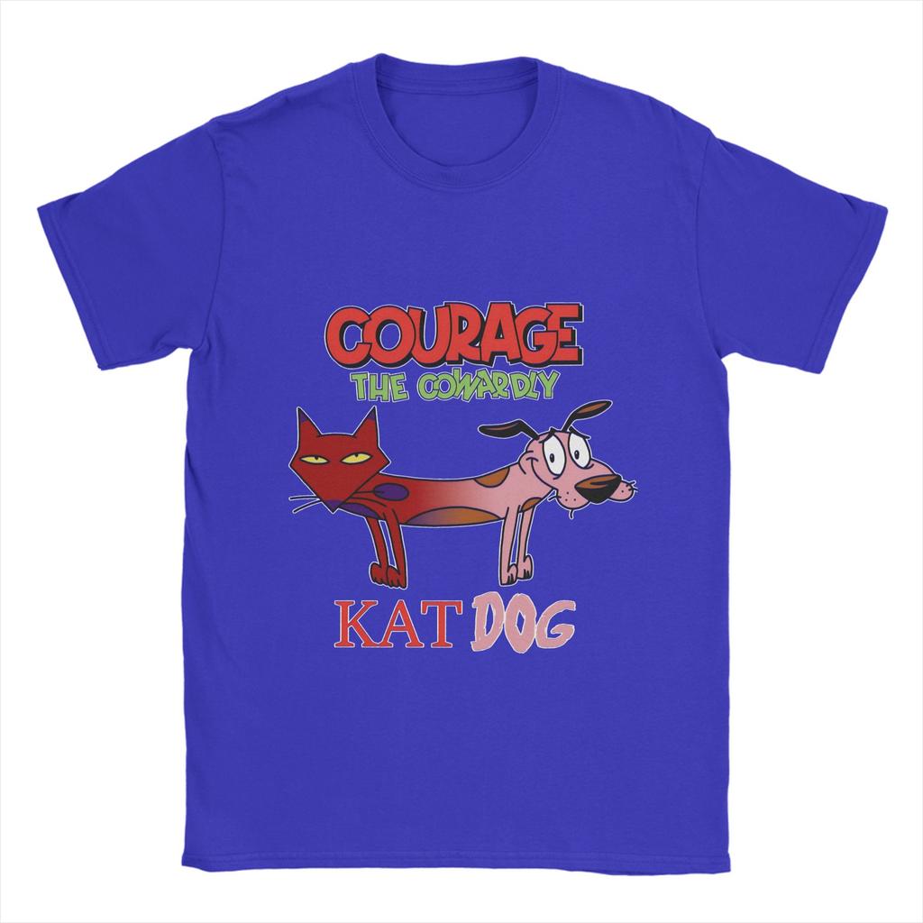 Футболки с собакой 'Courage Dog' для мужчин, из чистого хлопка, классные футболки, с круглым вырезом, короткий рукав, одежда с принтом