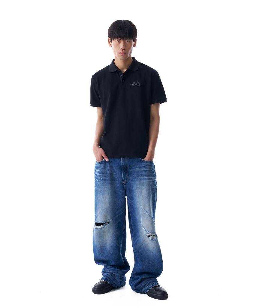 AAKAM Crack Printed Pk T-Shirts (Black)