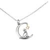 New Fashion Cute Micro-inlaid Moon Cat Pendant Necklace Female Valentine's Day Gift Jewelry