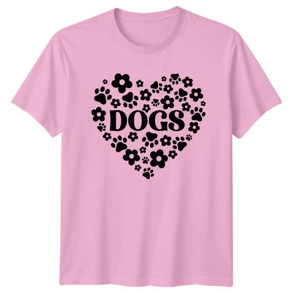 Dogs Paw Heart Flower Pet Animal Lover Adult Unisexs Unisexs Graphic TShirt