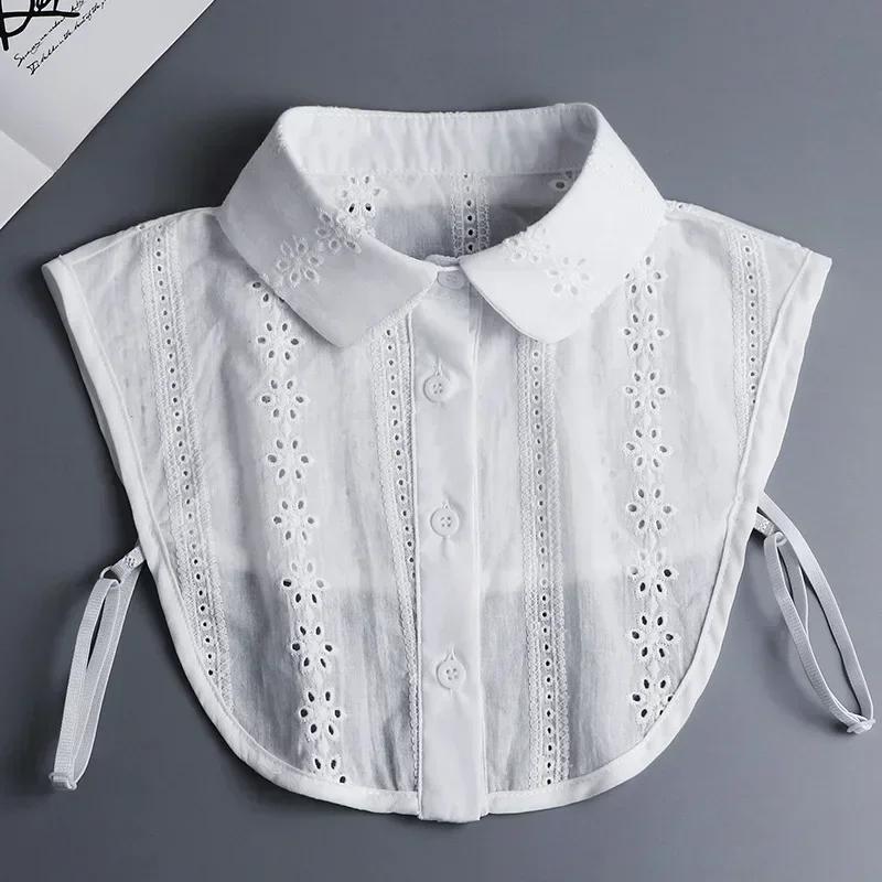 Hollow Lace Chiffon Doll Cotton Fake Collar Blouse Sweater Detachable Shirt Collar False Collar Lapel Women Top Collars Decor