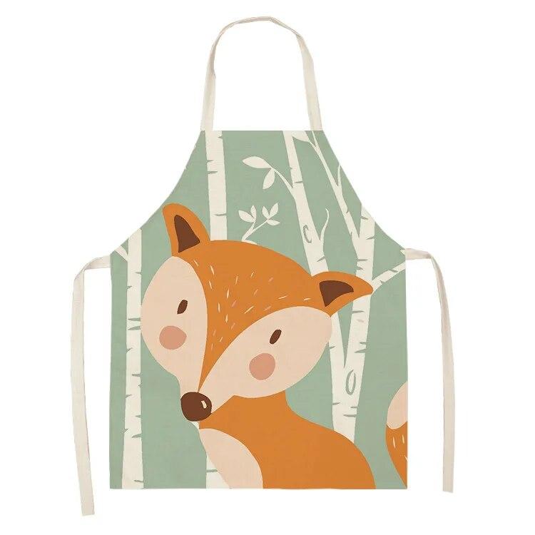 Фартук шеф-повара для приготовления выпечки, фартук с рисунком лисы и животным, аксессуары для приготовления пищи, мужской и женский фартук, фартук для чистки
