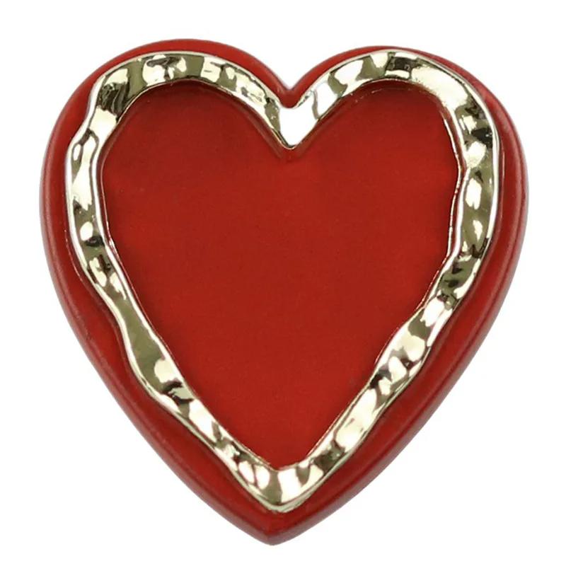 10Pcs/lot 15/22mm Delicate Red Heart Button Vintage Gold Outline Button Cardigan Sweater Decorative Buttons