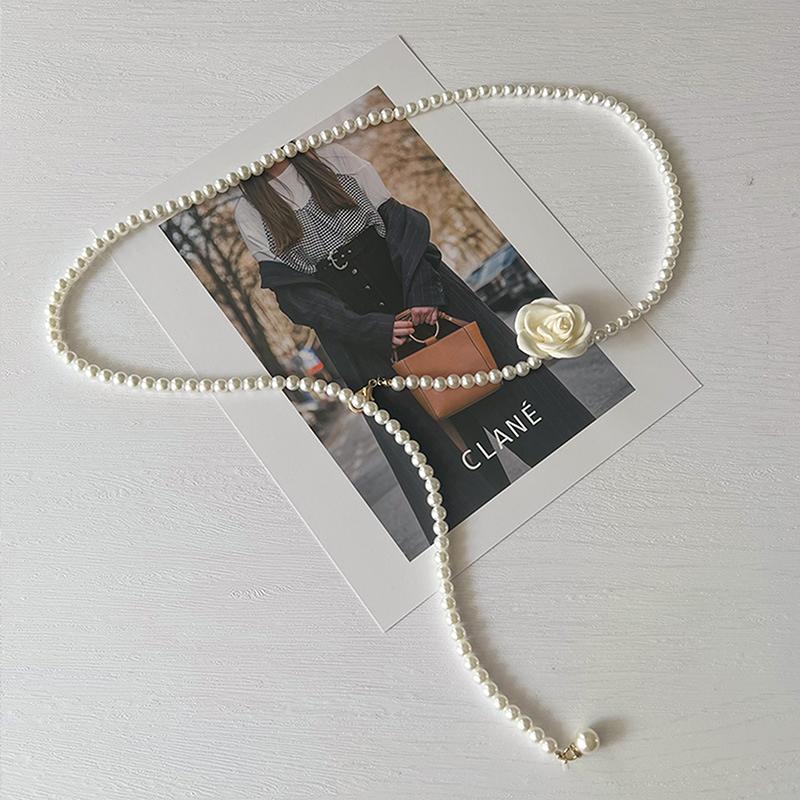 Жемчужная цепочка на талию для женщин Декоративные цветы Тонкий пояс-цепочка для женщин Юбка Повседневная Сладкий ветер