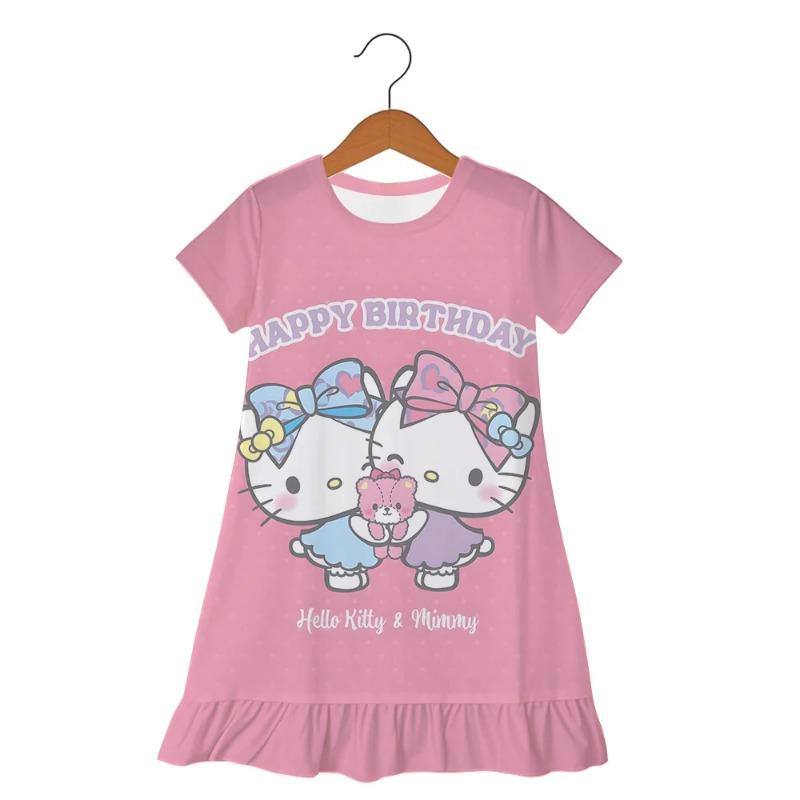 Пижама Детская Hello Kitty Летняя Юбка Модная Повседневная 3-6 Лет Платье для Девочек