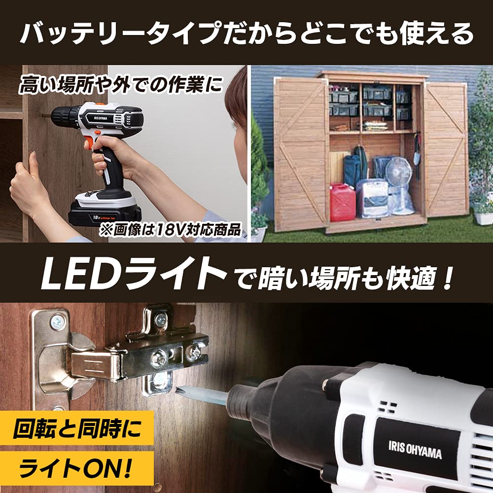 Iris Ohyama Rechargeable Impact Driver Cordless Main Unit Torque Easy to Use for Drilling and Tightening Screws in Thick Materials Common 10.8V 80N m