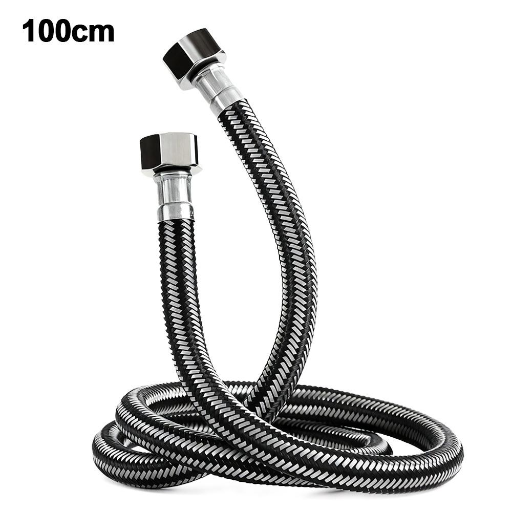 Stainless Steel Flexible Braided Hose 30-200cm Leak-Proof Faucet Water Pipe Universal Interface 1/2 Inch Explosion-Proof Hose