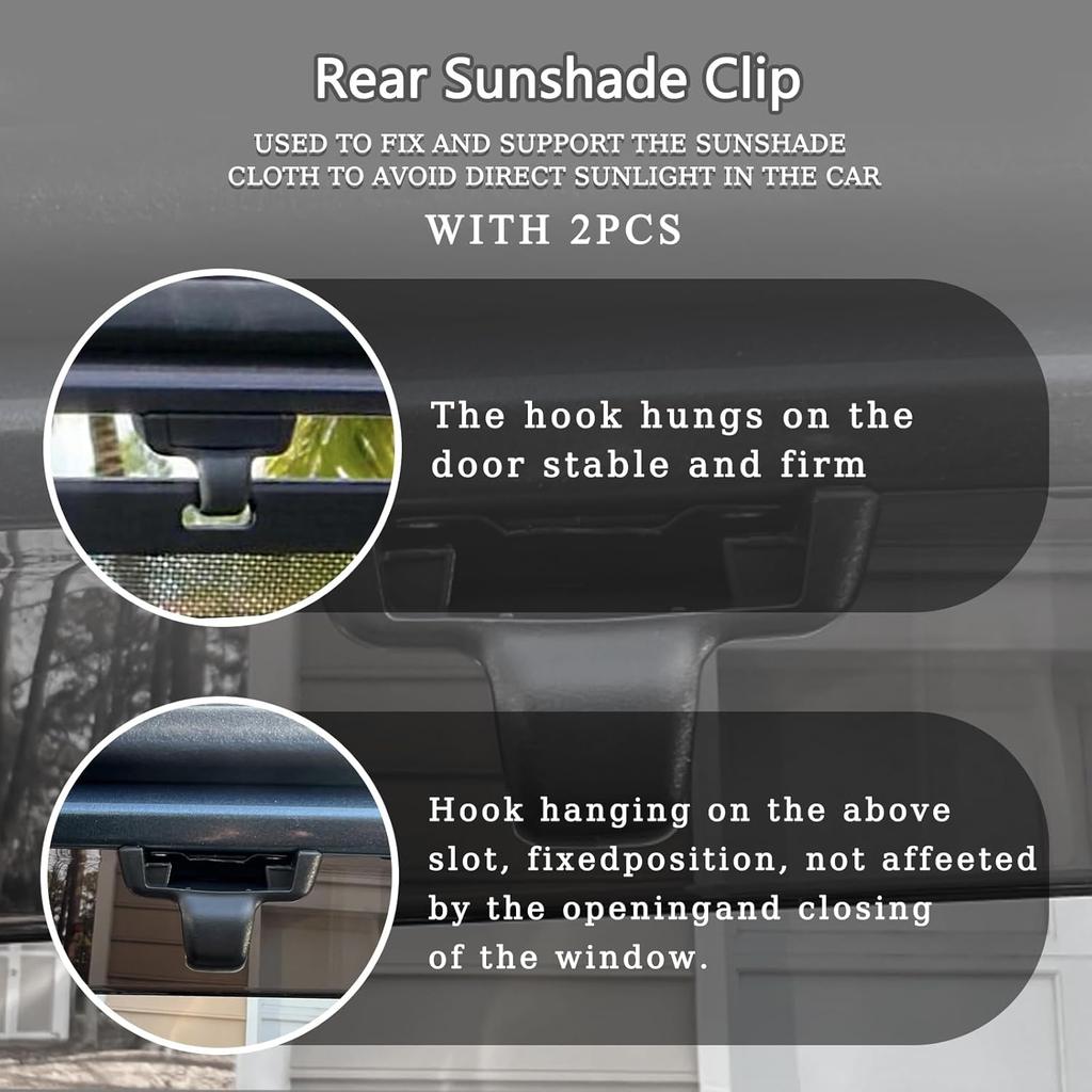 Rear Sun Shade Hook Clip with Cover Kit Black Compatible with Honda Pilot 2016- Passport - Replace Rear Left&Right Window Sunshade Hook Clip 2PCS