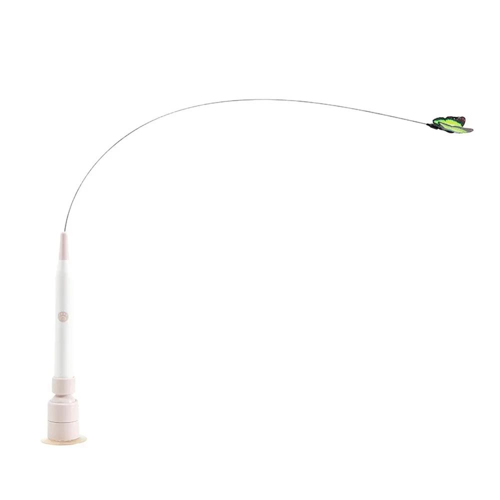 Switchable Butterfly Pattern Cat Teasing Stick Interactive Toy Self-hilarity Relieves Automatic Cat Teaser 360° Swivel