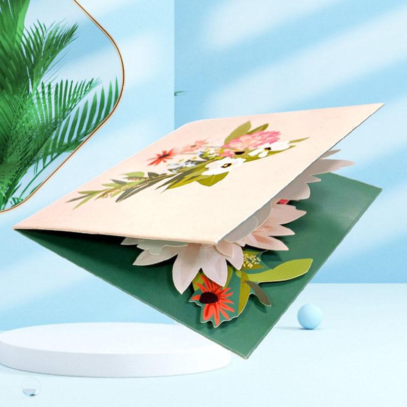 Открытки на день рождения для женщин Раскладная открытка на день рождения Цветок лотоса навсегда Раскладная бумажная поздравительная открытка Раскладные 3D поздравительные открытки