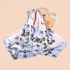 68cm Pink Blue Flower Printed Scarf Women's Spring and Summer New Imitation Silk Scarf Fresh and Versatile Headscarf Shawl