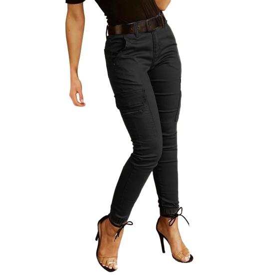 Женские брюки-карго однотонные со средней посадкой на пуговице и молнии повседневные брюки с дизайном с множеством карманов эластичными манжетами длинные брюки