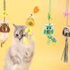 Веревочная игрушка для кошки, подвесная на дверь, перьевая игрушка, эластичная, выдвижная, привлекательная игрушка-дразнилка для кошки, маленький пингвин