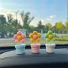 Shake Head Flower Ornament Car Small Flower Bobble Head Ornaments  Auto Interior Accessories