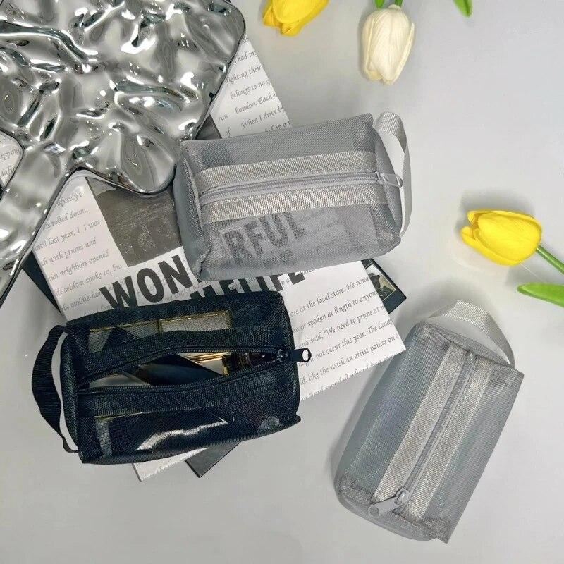 Purses for Women Nylon Mesh Coin Purse Large Capacity Lipstick Data Line Earphone Cosmetic Organizer Pouch Clutch Storage Bag