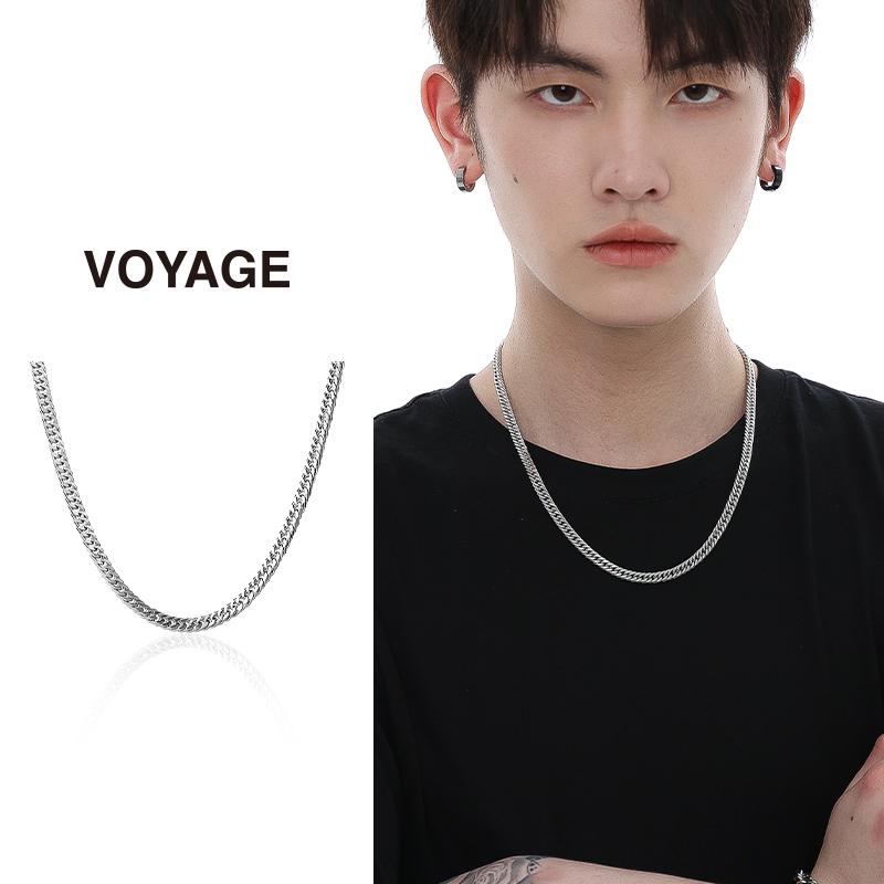 Мужское Модное Универсальное Ожерелье-Цепочка Кубинского Плетения из Титановой Стали – Аксессуар Цепочка на Ключицу в Стиле Хип-Хоп