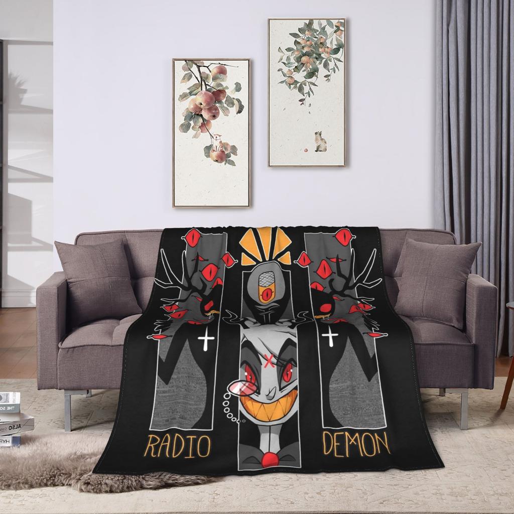 Hazbins Hotels Alastor and Lucifer Blanket Coral Fleece Plush Summer Demon Super Warm Throw Blankets for Sofa Car Rug Piece