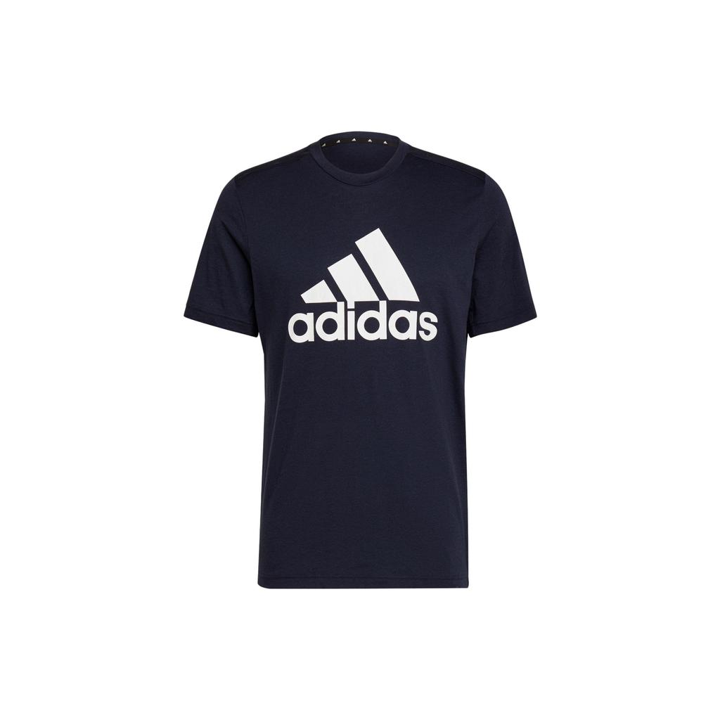 Adidas Aeroready Designed 2 Feelready Embroidered Logo Print Crew Neck T-Shirt Men Tops Legend-Ink-Blue H30255