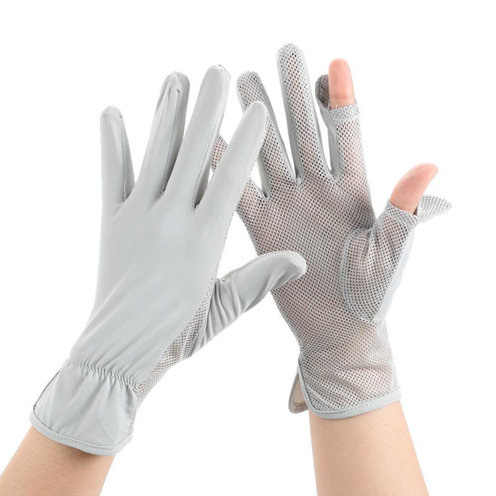 Mesh UV Protection Gloves Non Slip Thin Breathable Gloves Flip Touchscreen Ice Silk Gloves Walking