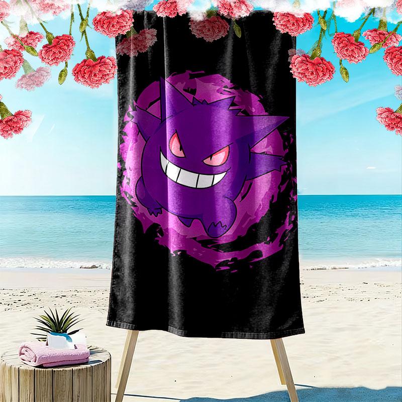 gengar cartoon Print Beach Towel, Large Soft Quick Dry Towel for Beach Camping Swimming