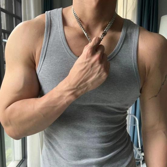 Мужской жилет Сплошной цвет с круглым вырезом без рукавов Фитнес-майки Дышащая повседневная уличная одежда Летняя одежда для отдыха для спорта Путешествия Покупки Повседневная одежда