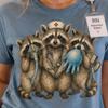 Nurse Raccoon T-shirt, Cute Medical Animals Tee, Unisex Graphic Top