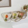 Color Contrast Woven Women's Shoulder Bag Small Delicate Coin Purse Light Portable Cute Flower Decoration Fresh Style