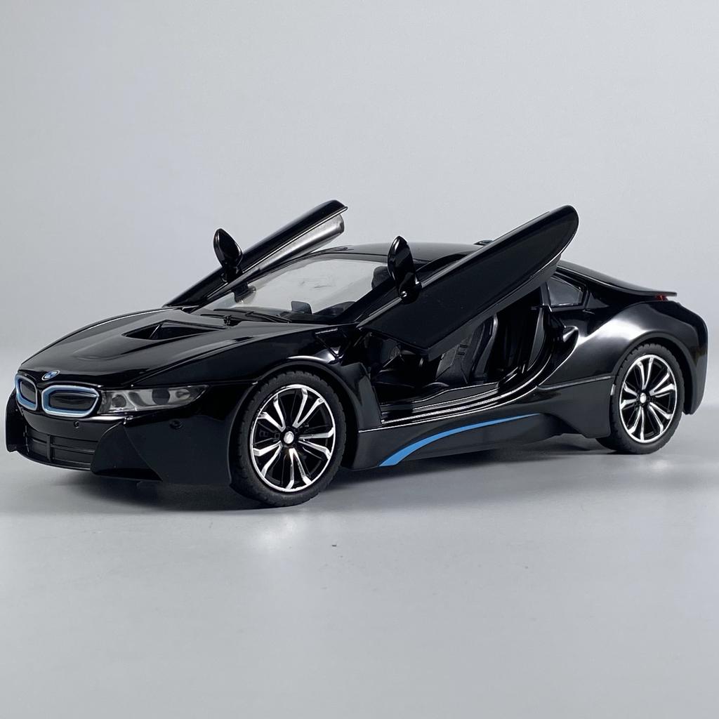 1:22 BMW I8 Sports Car Alloy Diecast Model Car Vehicle Collection Simulation Sound & Light Toys Car Children Birthday Day Gifts