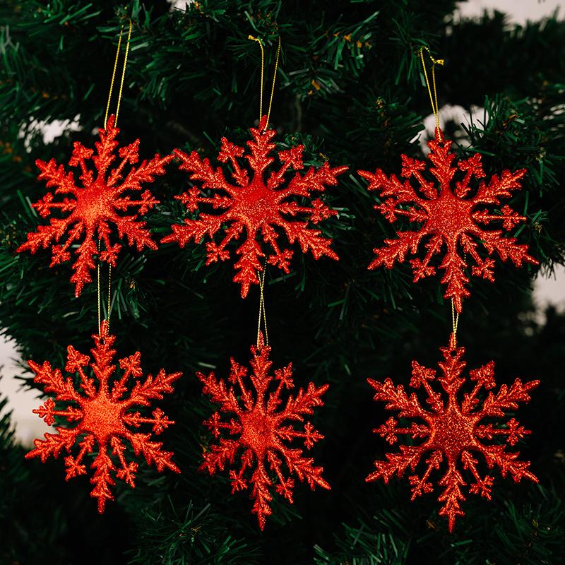 6Pcs Christmas Glitter Snowflake Ornaments, Plastic Snowflake Decorations For Christmas Tree Year Holiday Party Decor