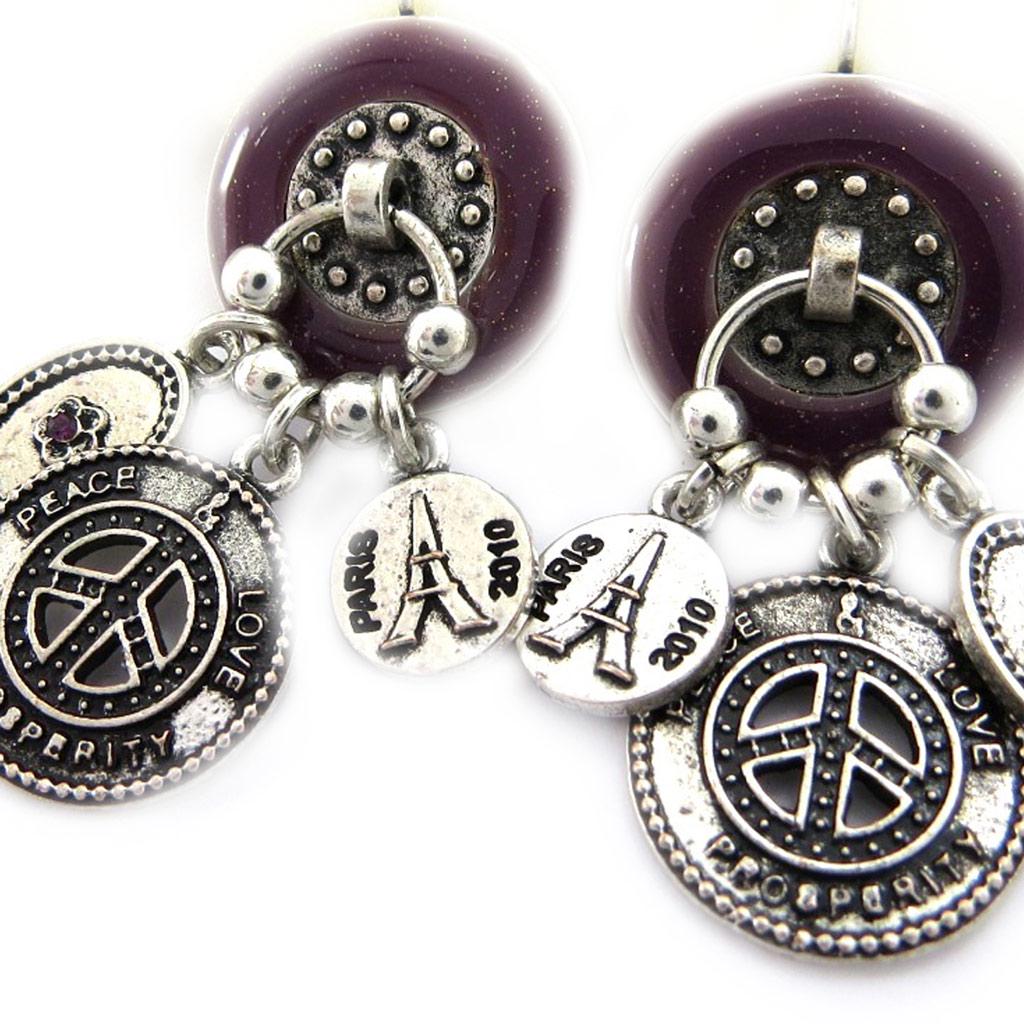 Les Trésors De Lily [G7779] — Фиолетовые дизайнерские серьги «Мир»