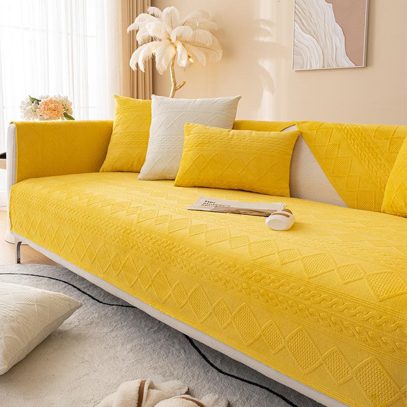 Плюшевая подушка для дивана Зимняя Новая Утолщенная Молочный Флис Нескользящая Подушка для Сиденья Современный Простой Высококачественный Чехол для Дивана Чехол Полотенце