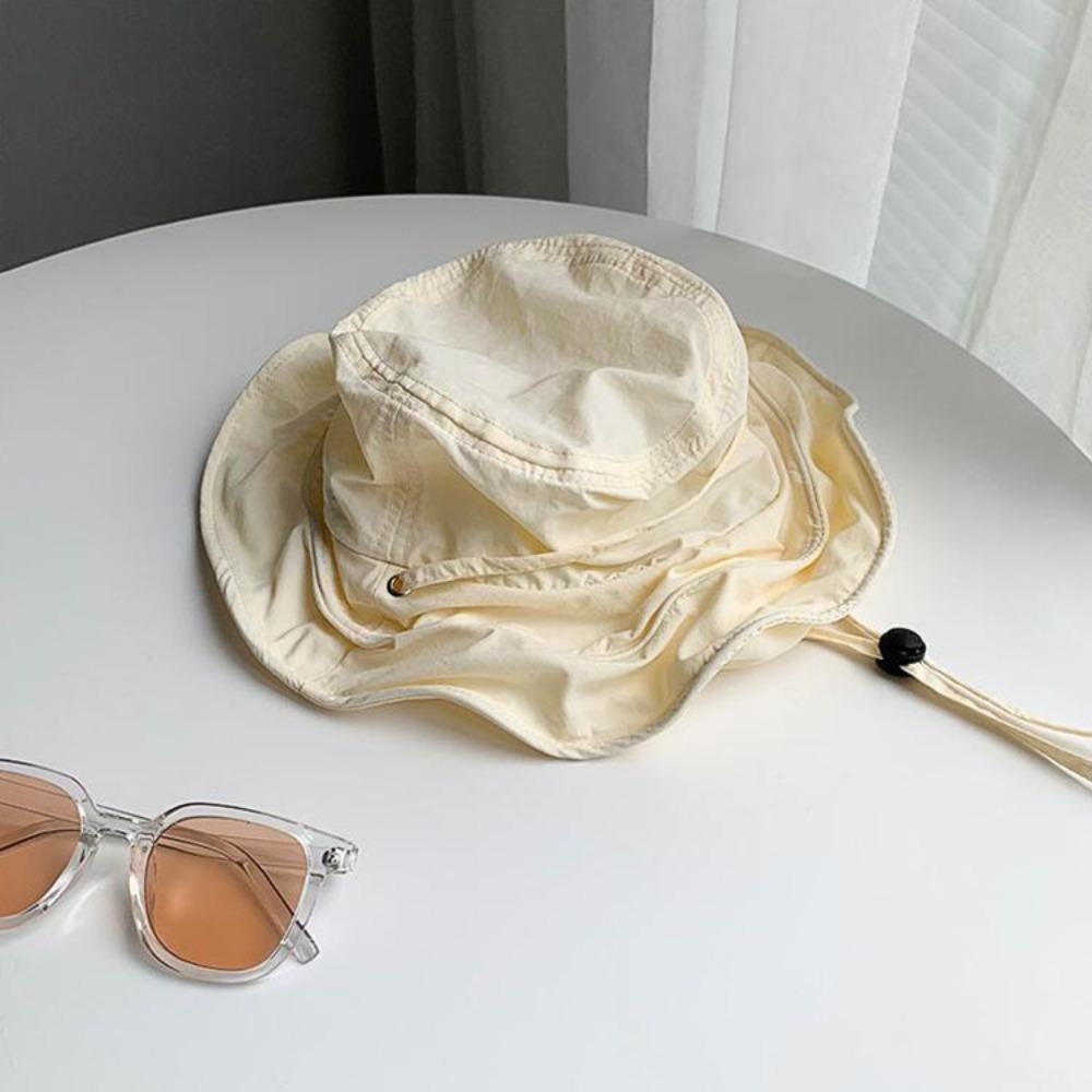 Pleasantly Cool Quick Drying Fisherman Hat Windproof Rope Foldable Basin Cap Women