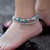 Богемские многослойные браслеты на ногу с морской звездой и черепахой для женщин, винтажная цепочка с бусинами в виде слона и совы на ногу, браслет на щиколотку, пляжные украшения