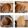 New Retro 3cm Inner Height-increasing Tassel Woven Strap Boxing Boots Versatile and Thin Stacking Boots