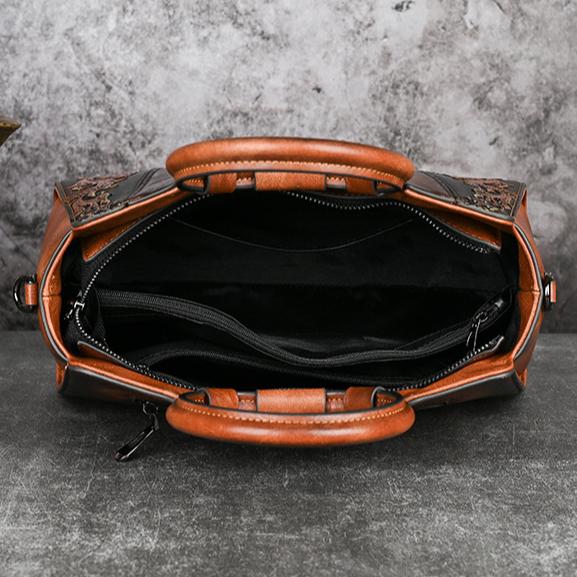 Johnature Роскошная большая вместительная сумка ручной работы, женская кожаная сумка с тиснением, универсальные сумки через плечо и через плечо